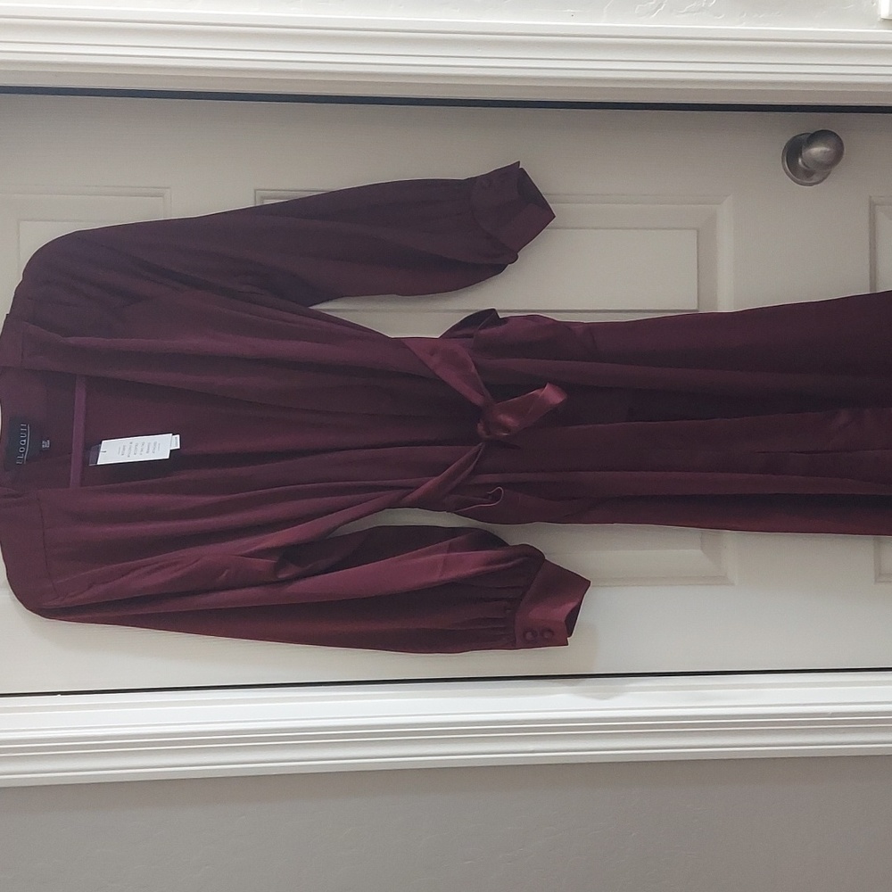 Satin Robe Dress Burgandy NWT